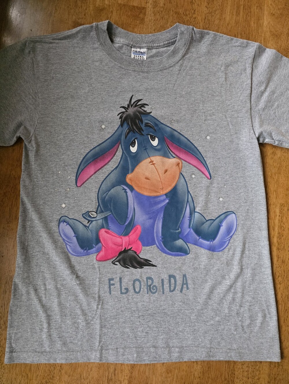 Vintage Y2K Eeyore Graphic Heavyweight Tee - Gray with Blue & Pink Accents Sz M